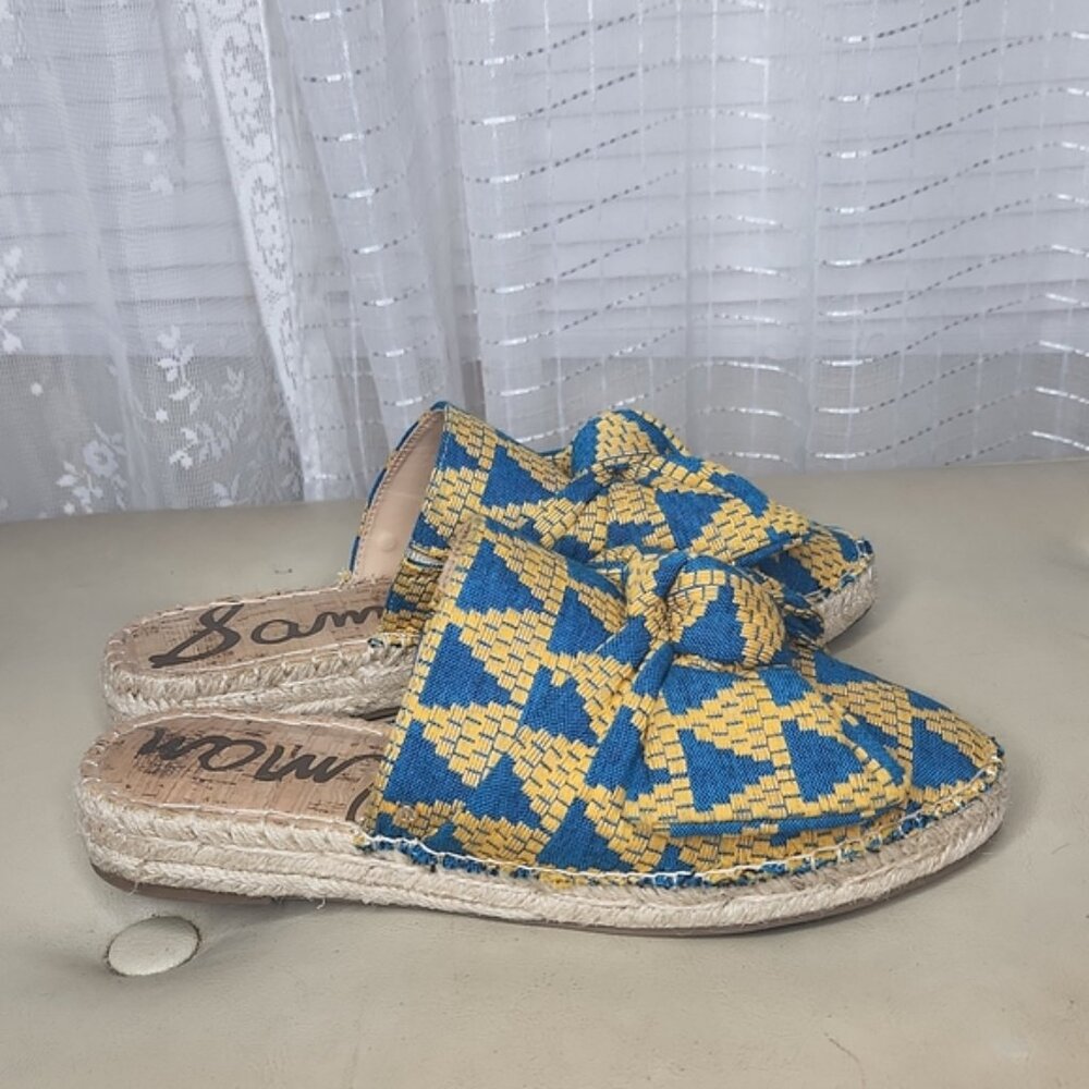 Sam Edelman Wax Cloth African Geometric Pattern Platform Espadrille Mules Sz8.5